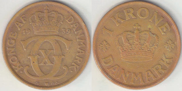 1939 Denmark 1 Krone A005793